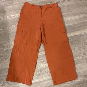 Rust Orange Cargo Wide Leg Pants